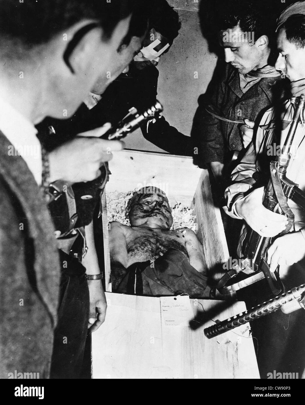 Remains of Benito Mussolini (1945) Stock Photo