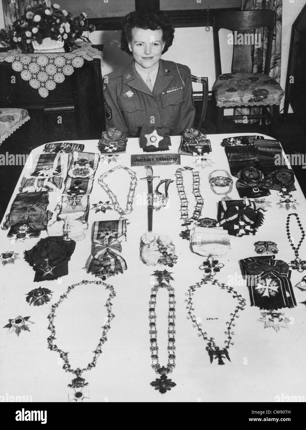 Military medals which belonged to Joachim von Ribbentrop Stock Photo