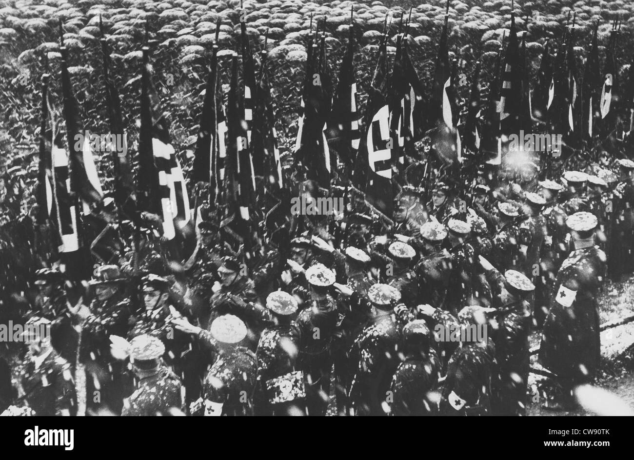 Gathering German Front at Wackenberg plebiscite on Saar region (1935) Stock Photo