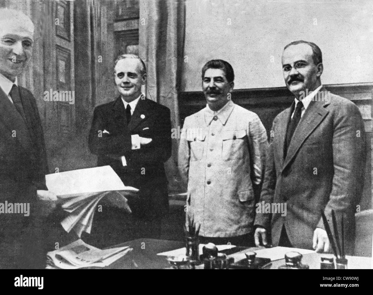 Signing Soviet-German non-aggression Pact (1939) Stock Photo
