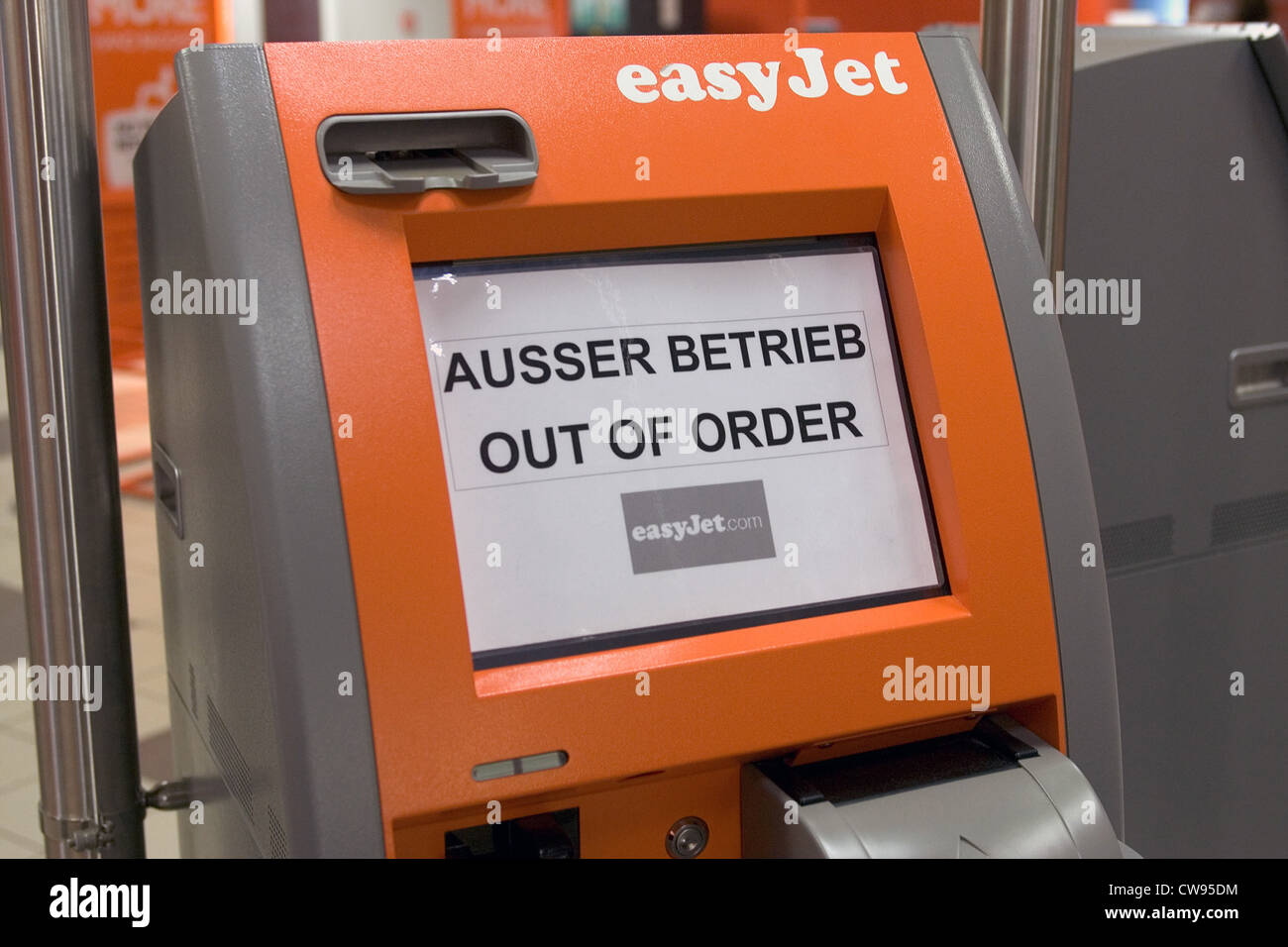 Berlin, a defective quick-check-in machine at the airport the airline Easy Jet Schoenefeld Stock Photo