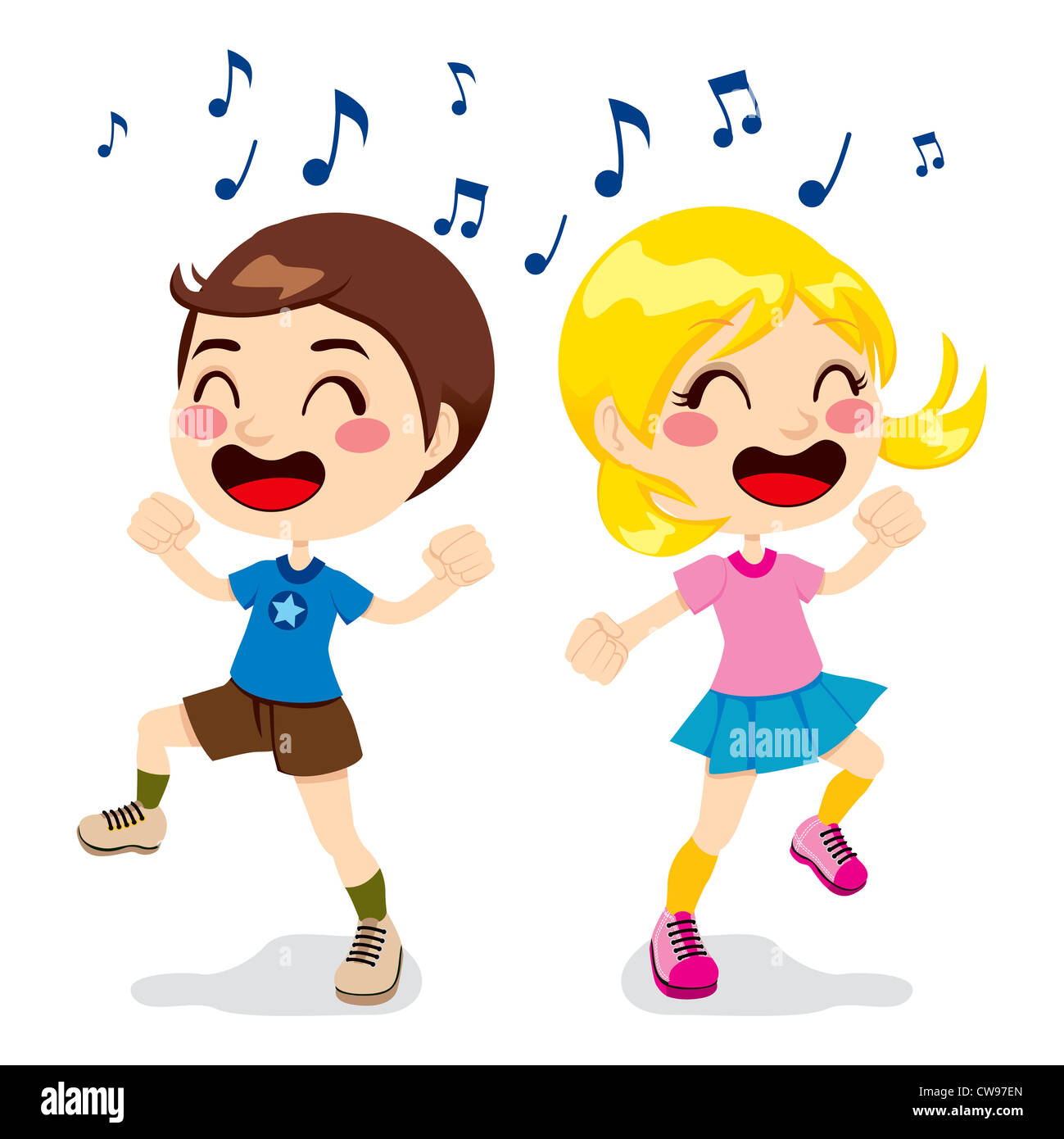 Children dancing cartoon hi-res stock photography and images - Alamy