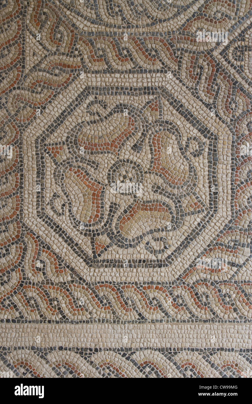 Cirencester: Corinium Museum - part of a Roman mosaic Stock Photo