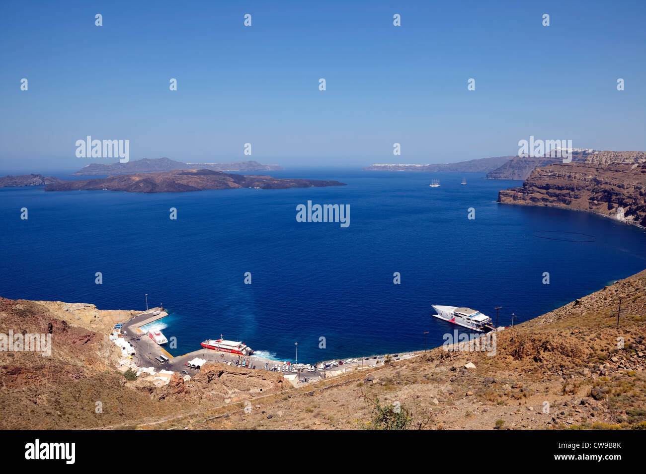 Panorama, Caldera, Santorini, Greece Stock Photo