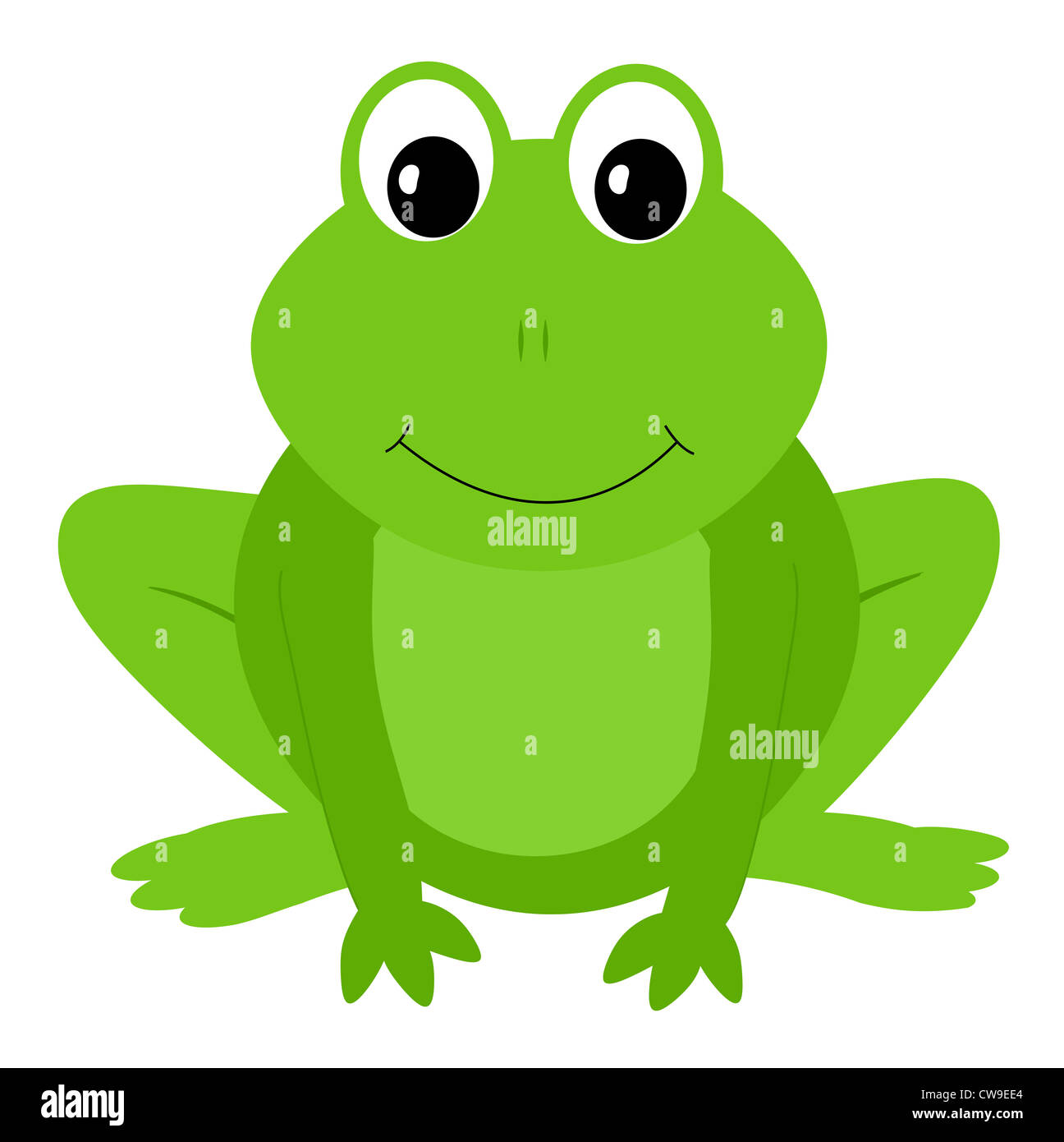 illustration of a bright green frog sitting down Stock Photo
