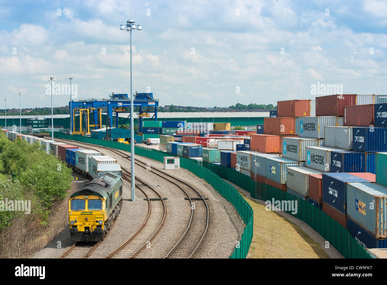 Rail Freight terminal at Birch Coppice Business Park Dordon Tamworth Staffordshire Stock Photo
