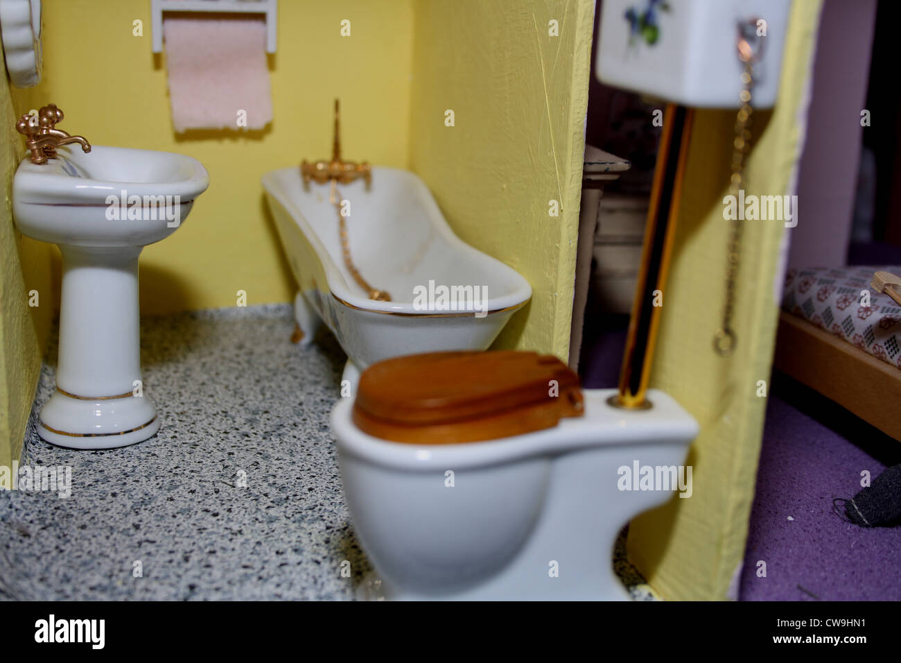 A dolls house bathroom Stock Photo Alamy