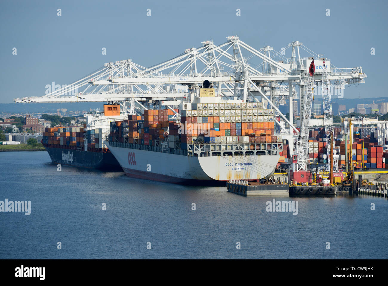 Container ships, Bayonne, New Jersey Stock Photo