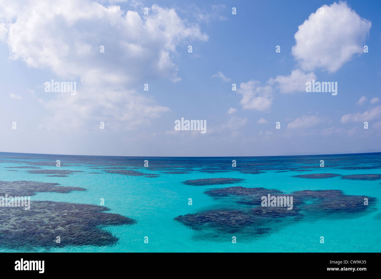 The turquoise water of Nishihama Beach, Hateruma Island, Yaeyama Islands, Okinawa, Japan Stock Photo