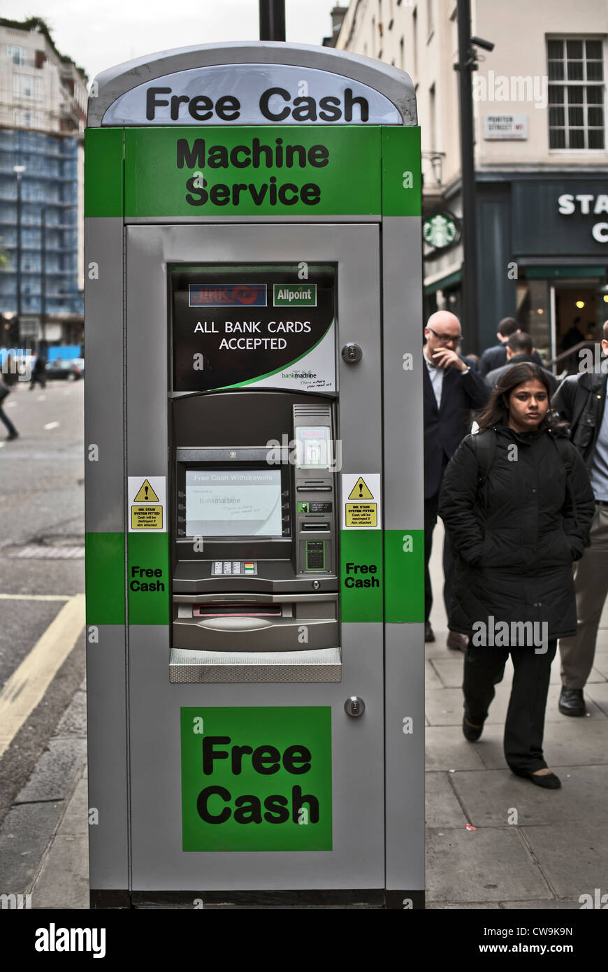 New ATM Cash Machine, Baker Street, Marylebone, London, UK, Europe Stock Photo