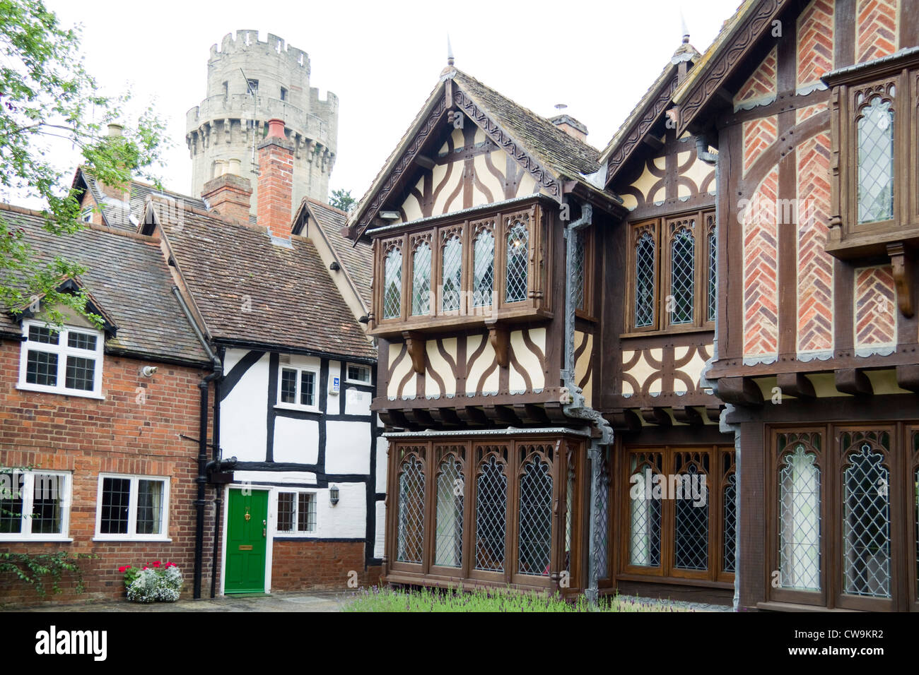 Tudor houses in Mill Street, Warwick, Warwickshire, England Stock Photo