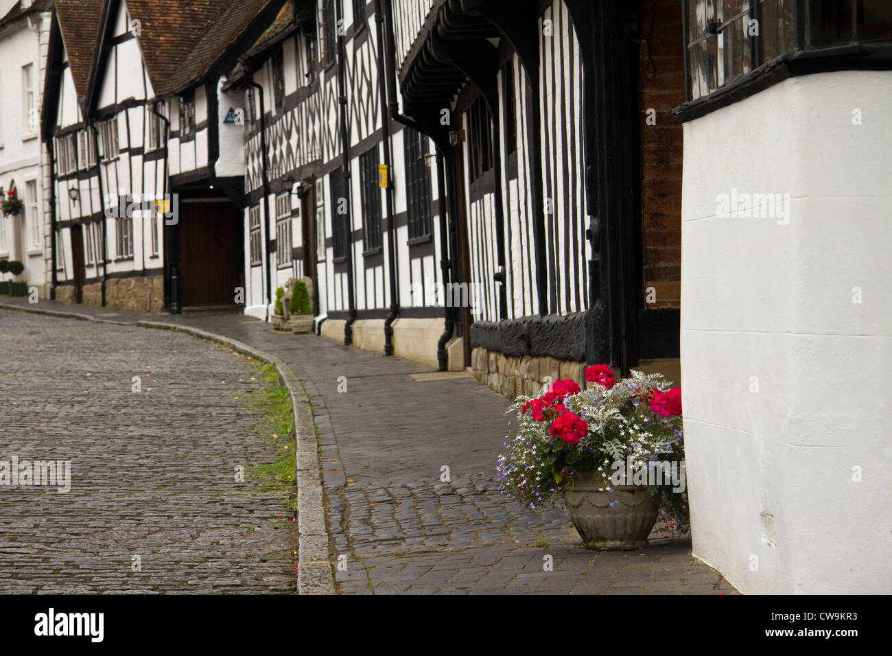 Tudor houses in Mill Street, Warwick, Warwickshire, England Stock Photo