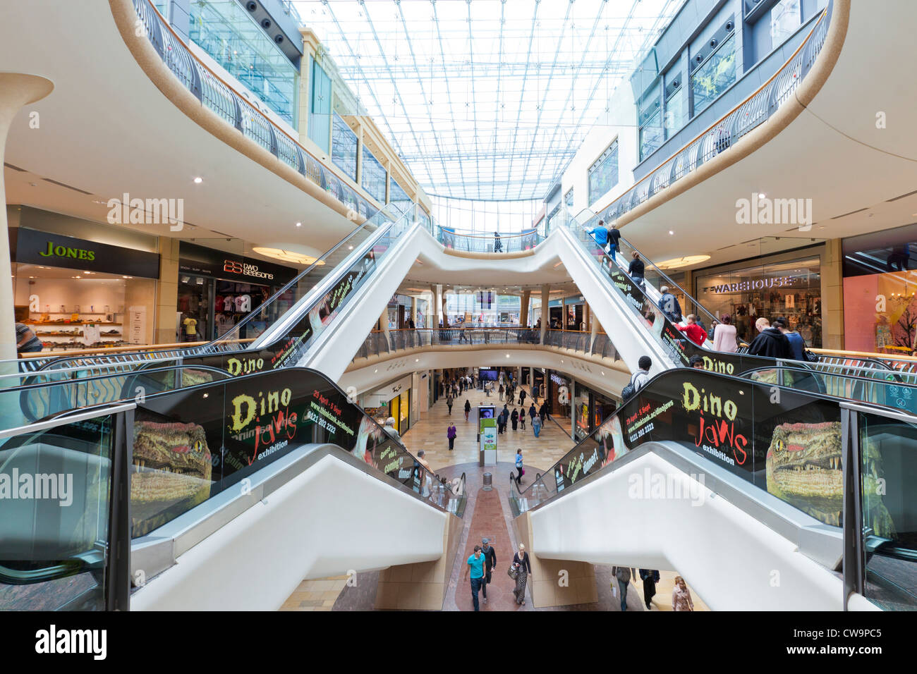 The interior of The Bullring Shopping Centre, Birmingham, West Midlands ...