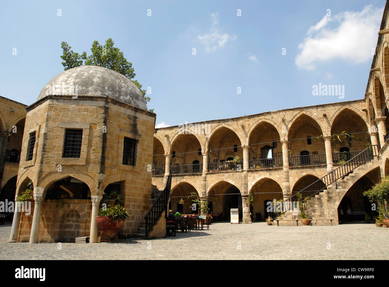 “Büyük Han” [caravansarai] courtyard [Lefkosa] Turkish Republic Northern Cyprus Stock Photo