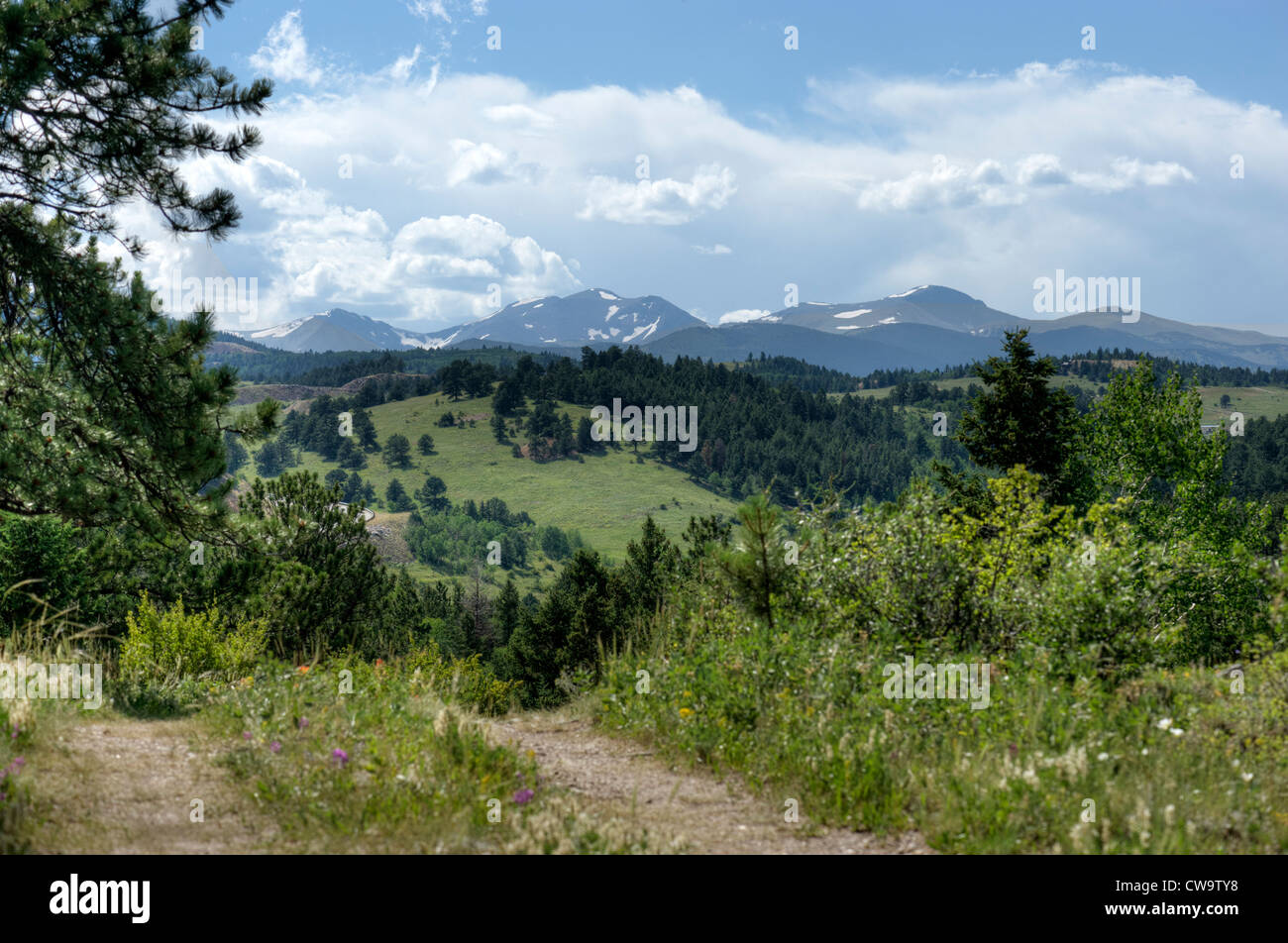 A view of the Continental Divide from a four-wheel-drive road in eastern Gilpin County, Colorado Stock Photo
