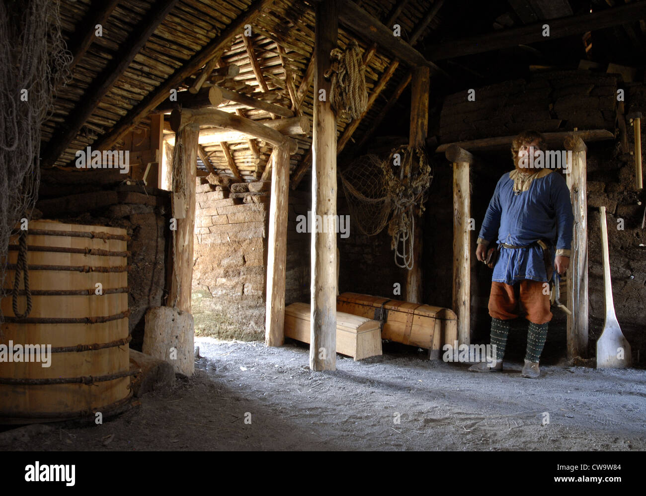 Inside Vikings' house, L'Anse Aux Meadows, Newfoundland, Canada