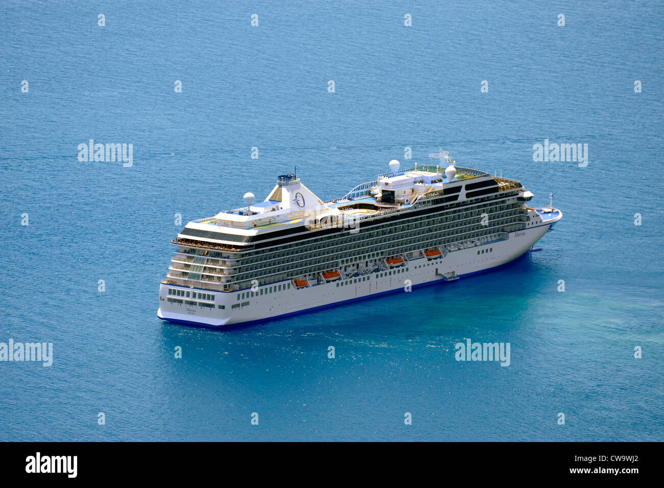 Cruise Ship Taormina Sicily Mediterranean Sea Island Stock Photo