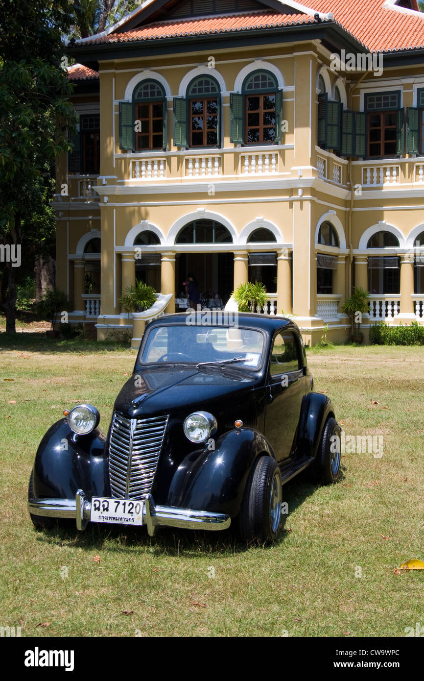 Hot Rod Car outside Former Governor's Mansion,  old Phuket Town, Thailand Stock Photo