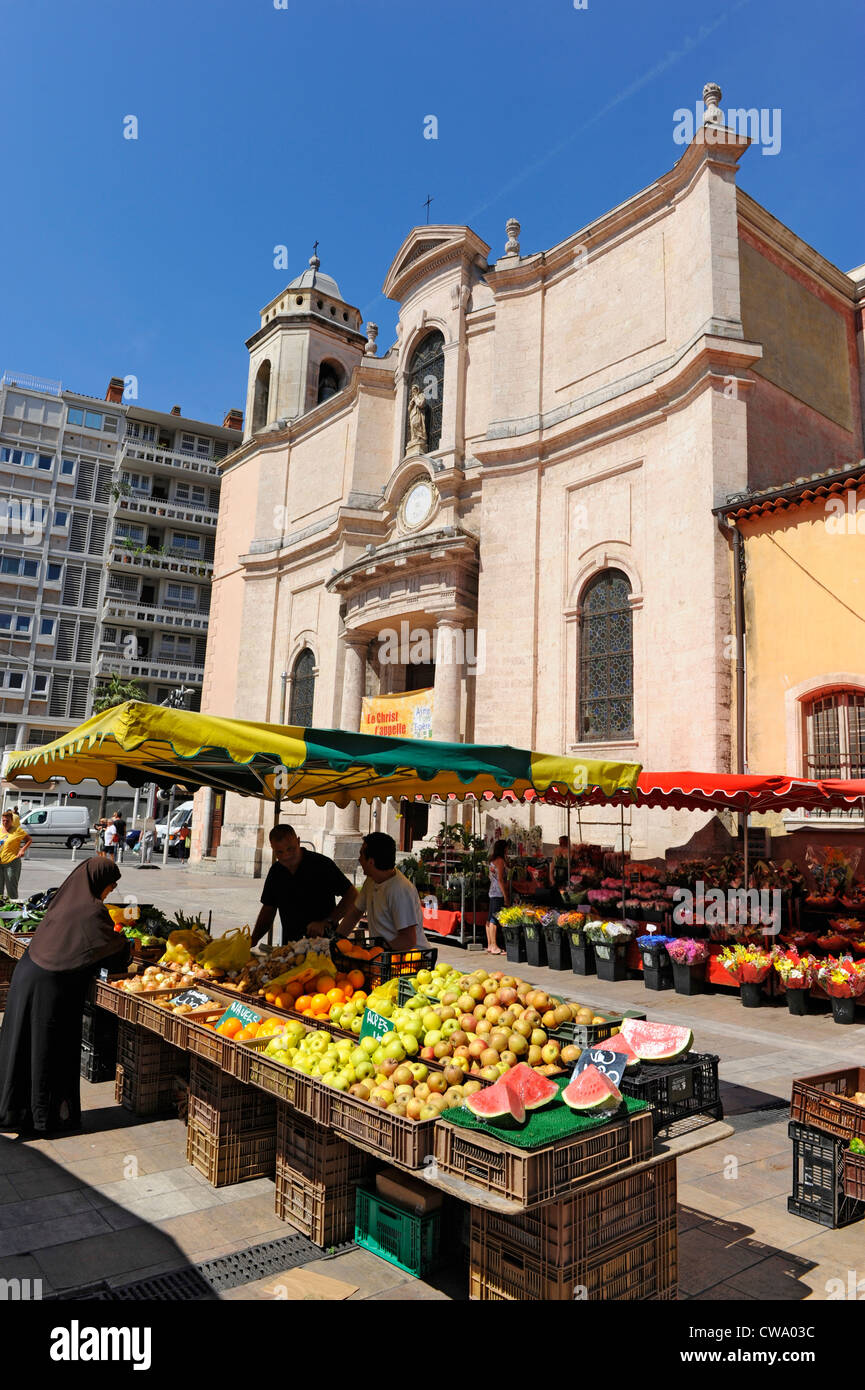 Farmers Market Display Open Air Toulon France French Riviera Mediterranean Europe Harbor Stock