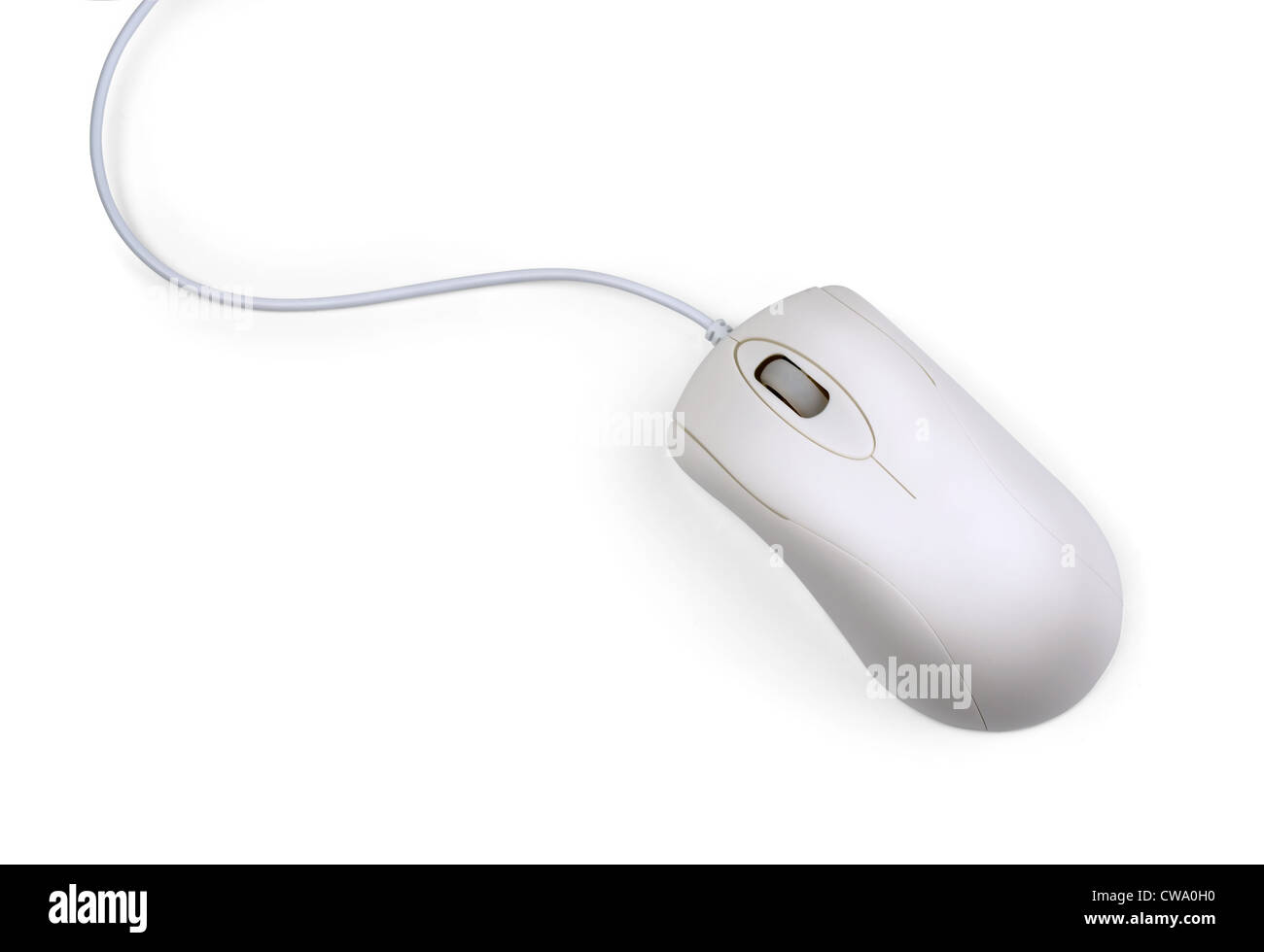 Gray computer mouse - top view, isolated on white Stock Photo