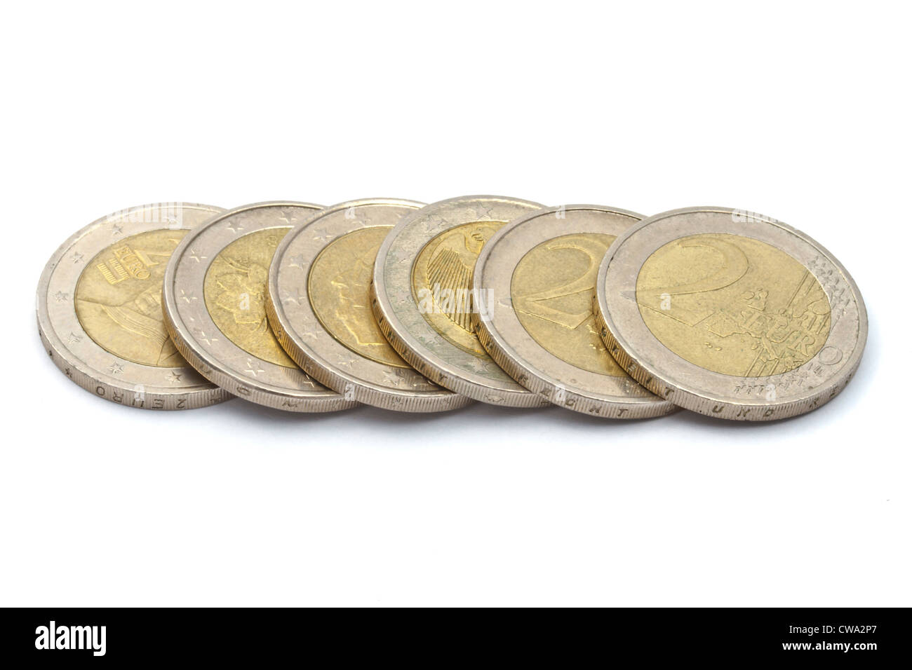 Euro coins isolated on white background Stock Photo - Alamy