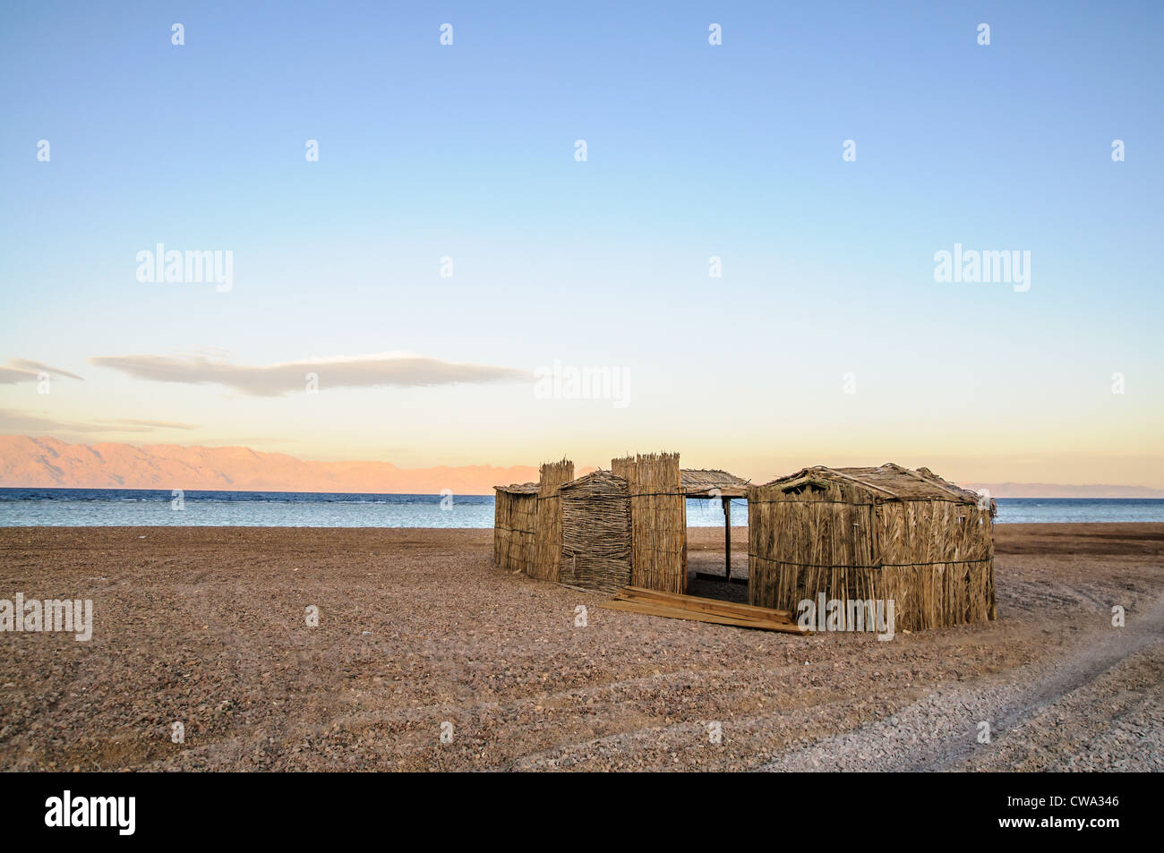 tourist shanty on the beach of Red Sea Stock Photo