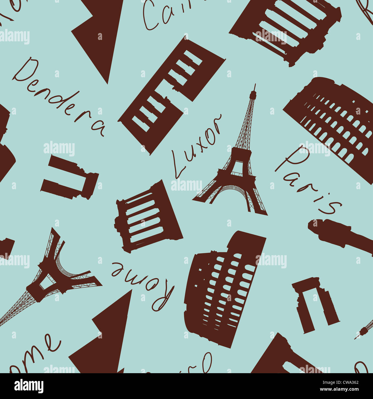 Seamless detailed landmark silhouette pattern. Vector illustration ...