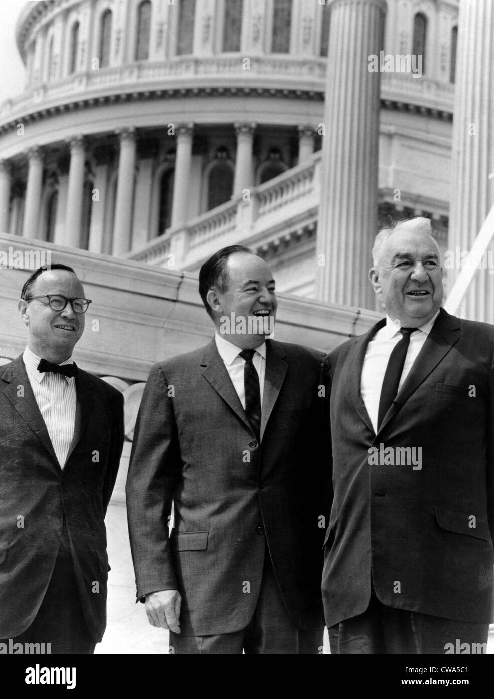 Historian and former White House aide Arthur M. Schlesinger Jr., Senator Hubert H. Humphrey, Senator Sam J. Ervin Jr., 1964. Stock Photo