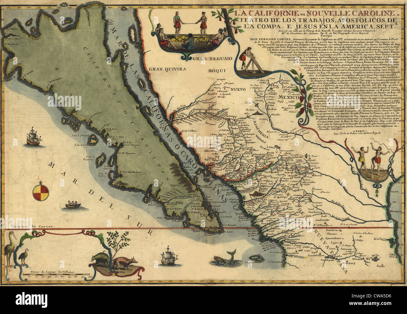 1720 Map Of Baja California And Northwest Mexico, Showing California As ...