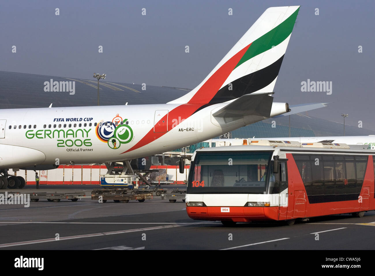 Dubai, Emirates Airline aircraft at Dubai International Airport Stock Photo