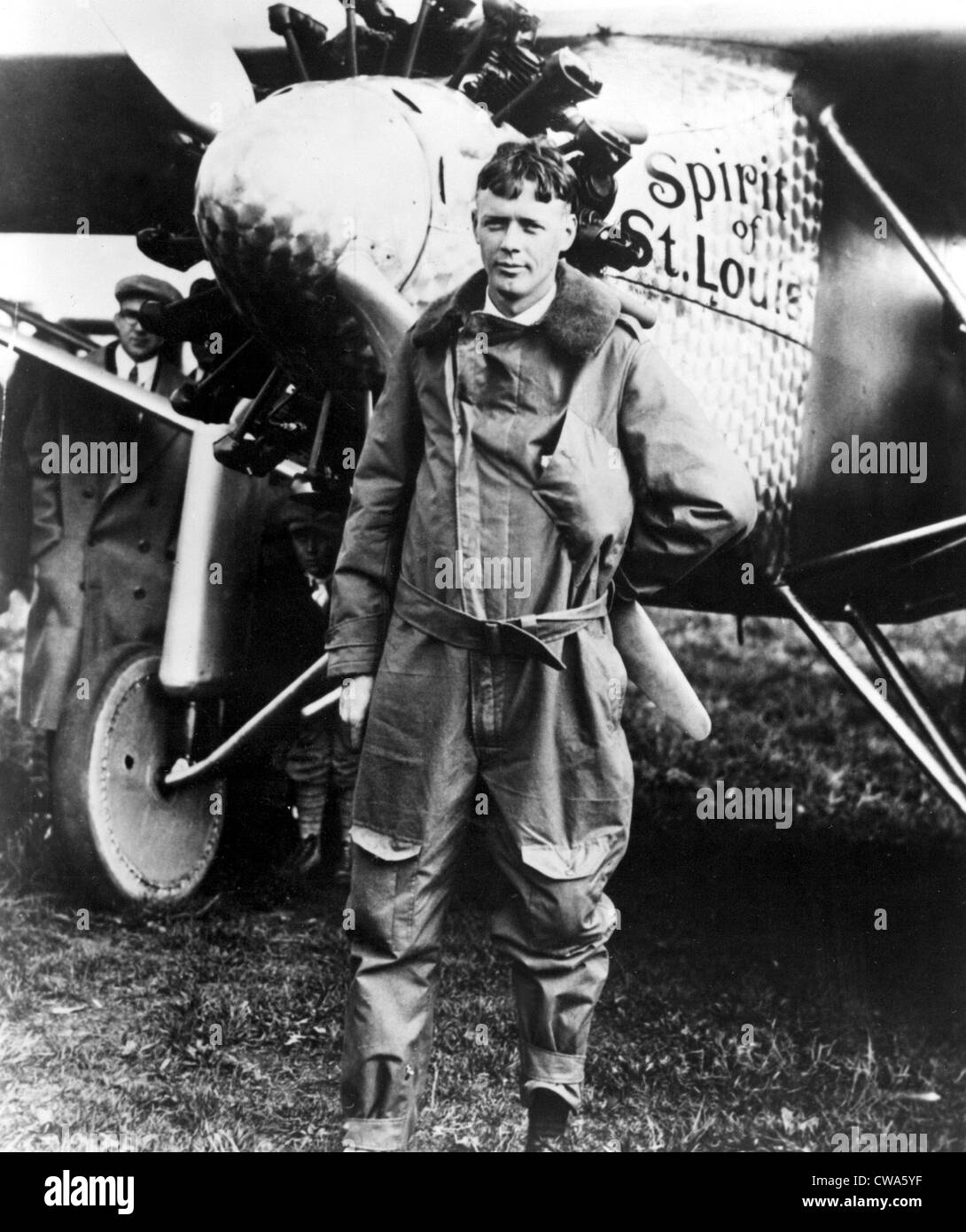 Charles Lindbergh at Curtiss Field, N.Y., in front of the Spitit of St. Louis.   CSU Archives Stock Photo