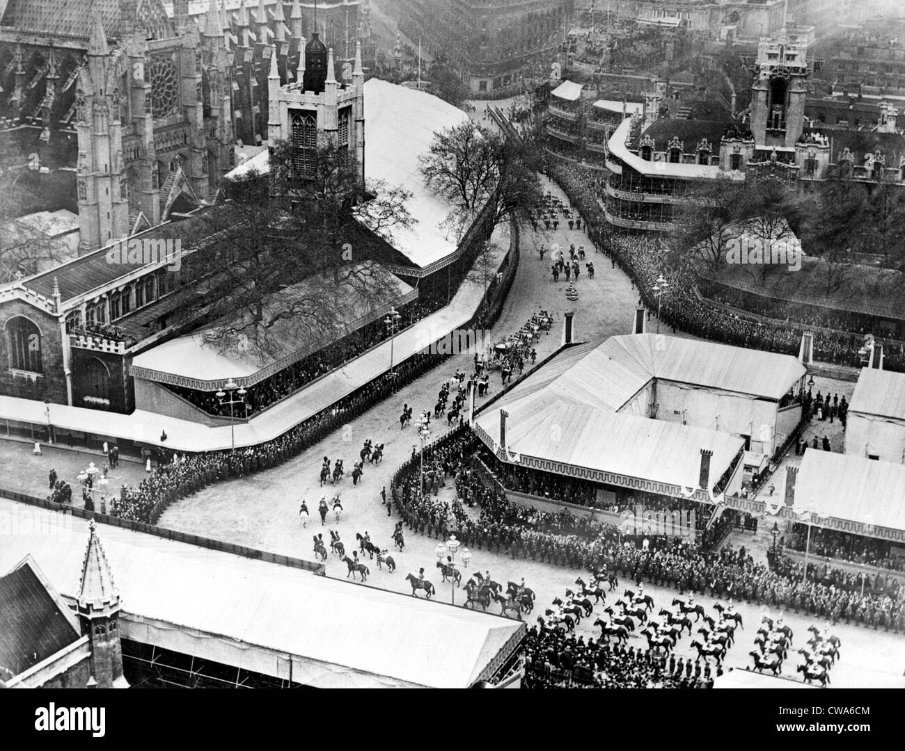 ARRIVING FOR CORONATION  A general view taken from the Big Ben Tower of the houses of parliament showing the royal coach Stock Photo