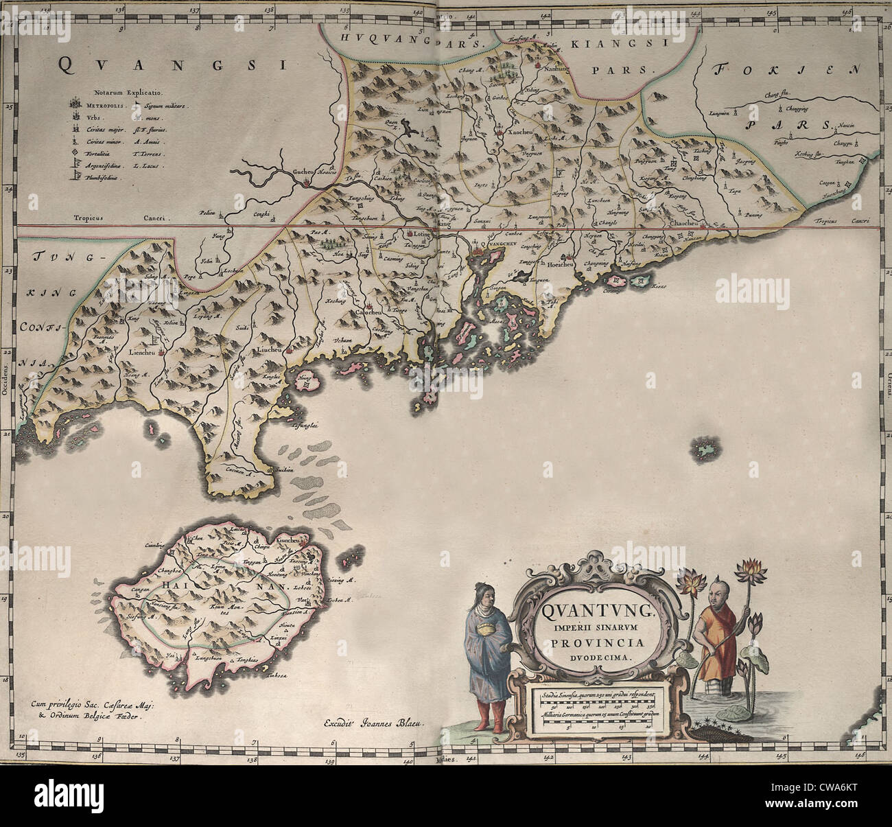 1655 map of South China coast by Martino Martini. Stock Photo