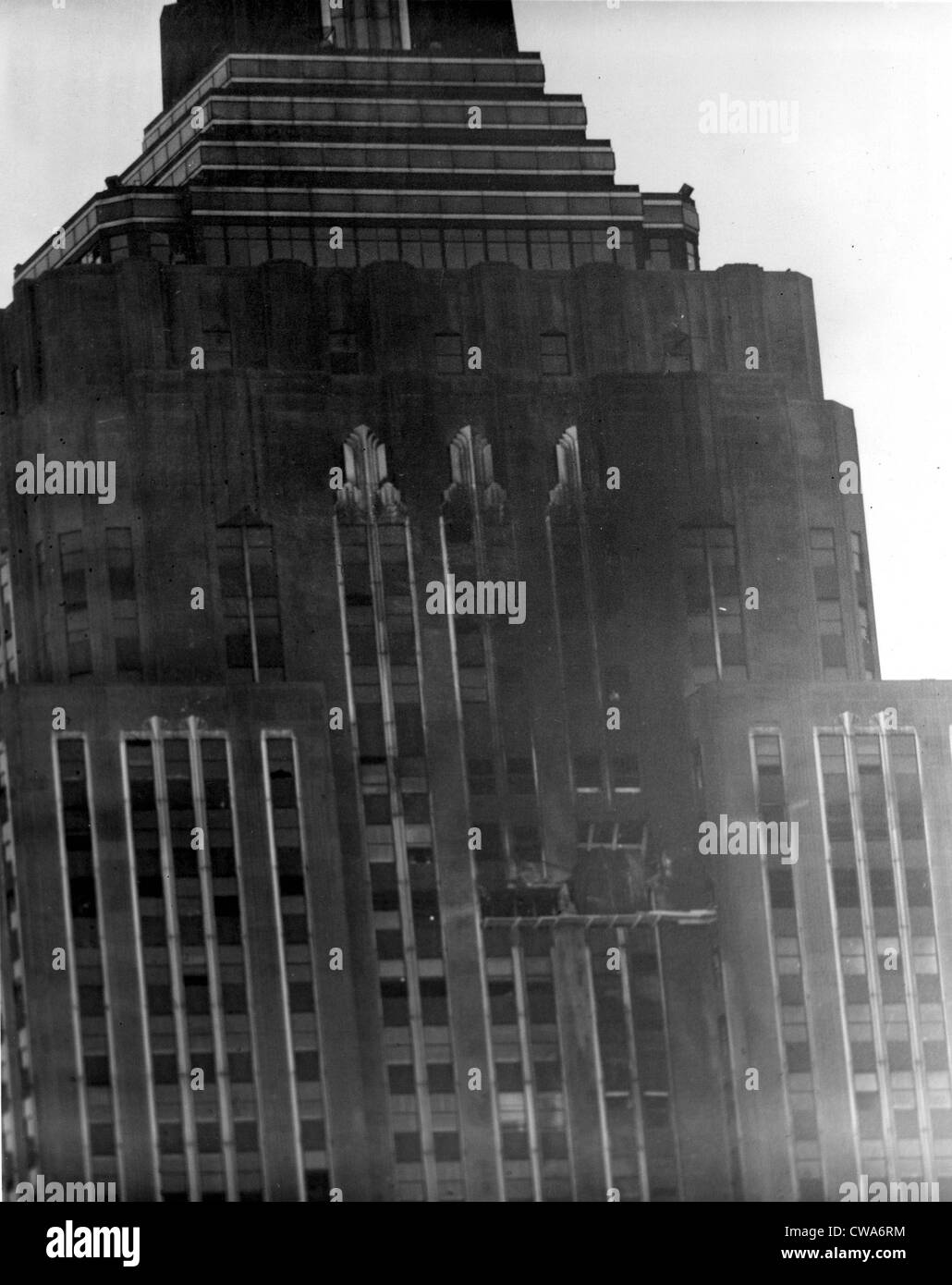 NEW YORK--This is how the south side wall of the Empire State Building in New York appears the day after an Army B-25, lost in Stock Photo