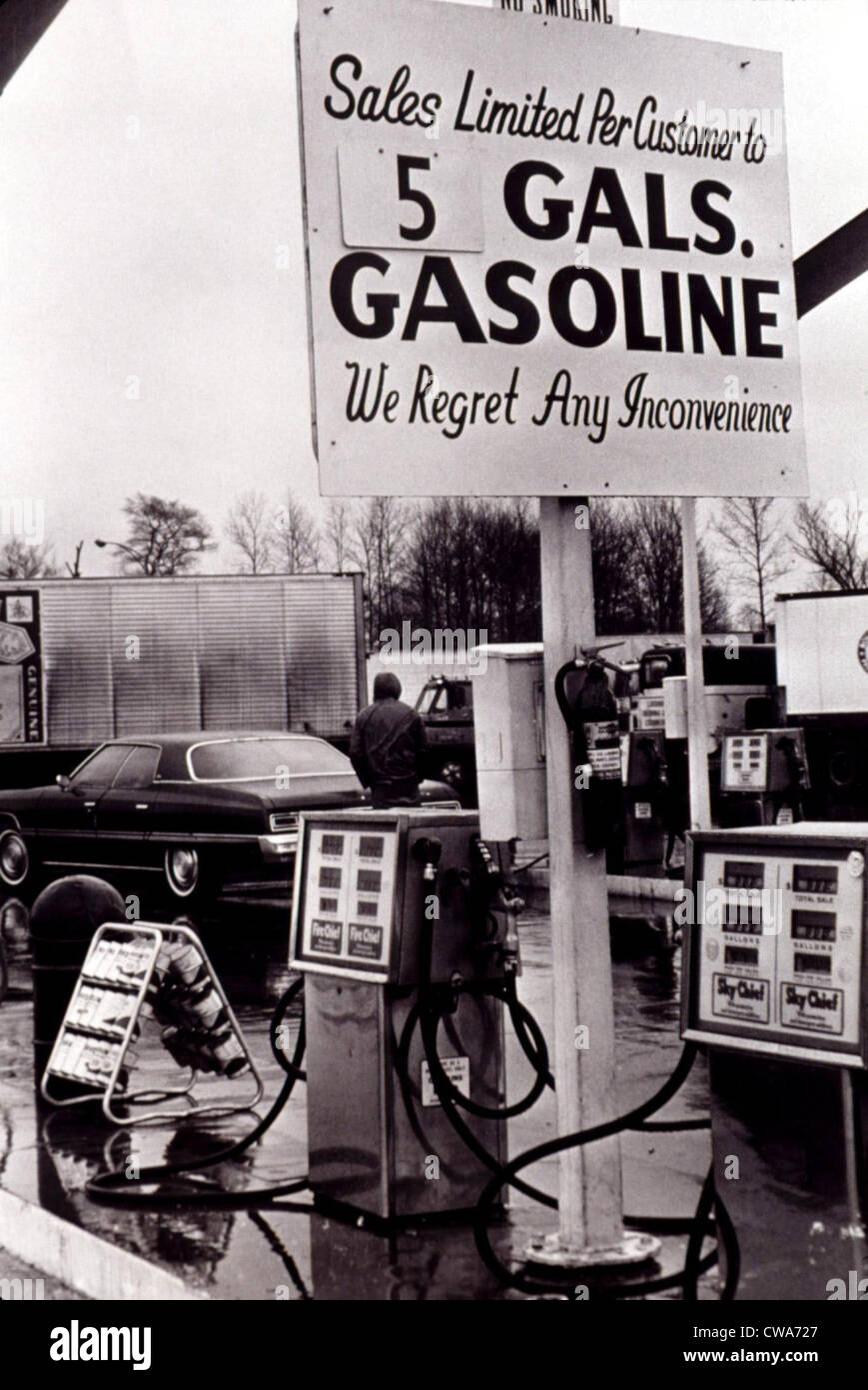 GAS SHORTAGE-Gasoline limit iin Ohio during shortage in 1974.. Courtesy: CSU Archives / Everett Collection Stock Photo