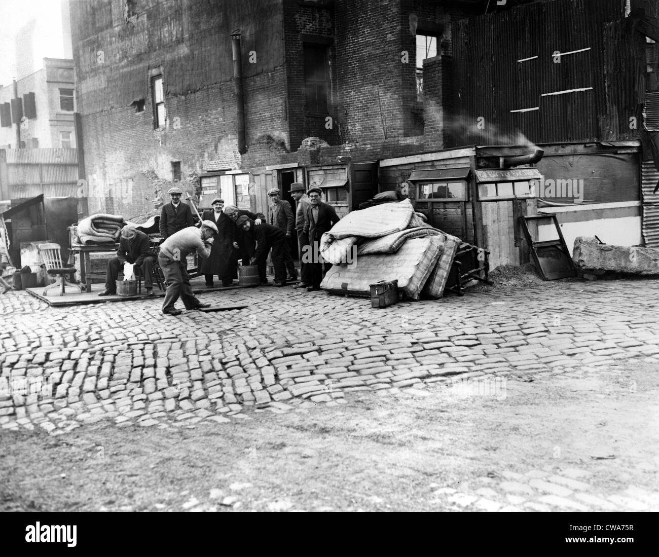 Great Depression, Riverfront Shantytown (35th Street & East River), New York City, NY, November 1933. Courtesy: CSU Archives / Stock Photo