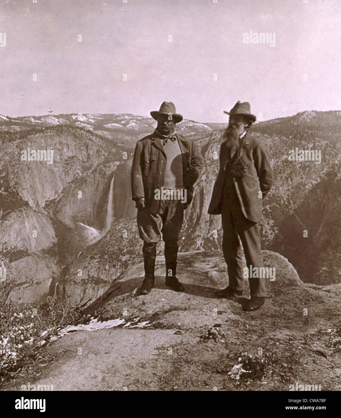 John Muir advocated conservation programs adopted by President Theodore Roosevelt, who in 1903 accompanied Muir on a camping Stock Photo