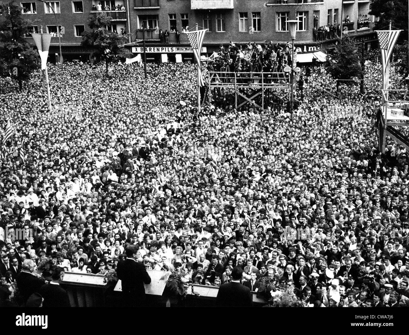 JOHN F. KENNEDYIn front of City Hall in Berlin. 6/27/63. Courtesy CSU
