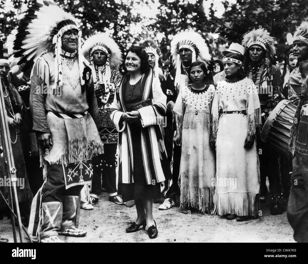 Jim Thorpe (left) and Ann Ross meet with Native Americans to protest black and Mexican actors representing themselves as Native Stock Photo