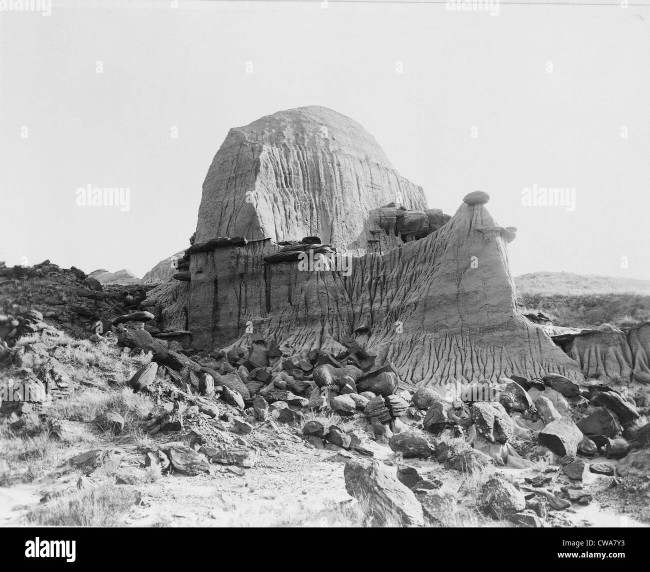 Tea Kettle Butte, Pyramid Park, North Dakota, became the visual symbol the 'Teapot Dome' scandal involving the Warren Harding Stock Photo