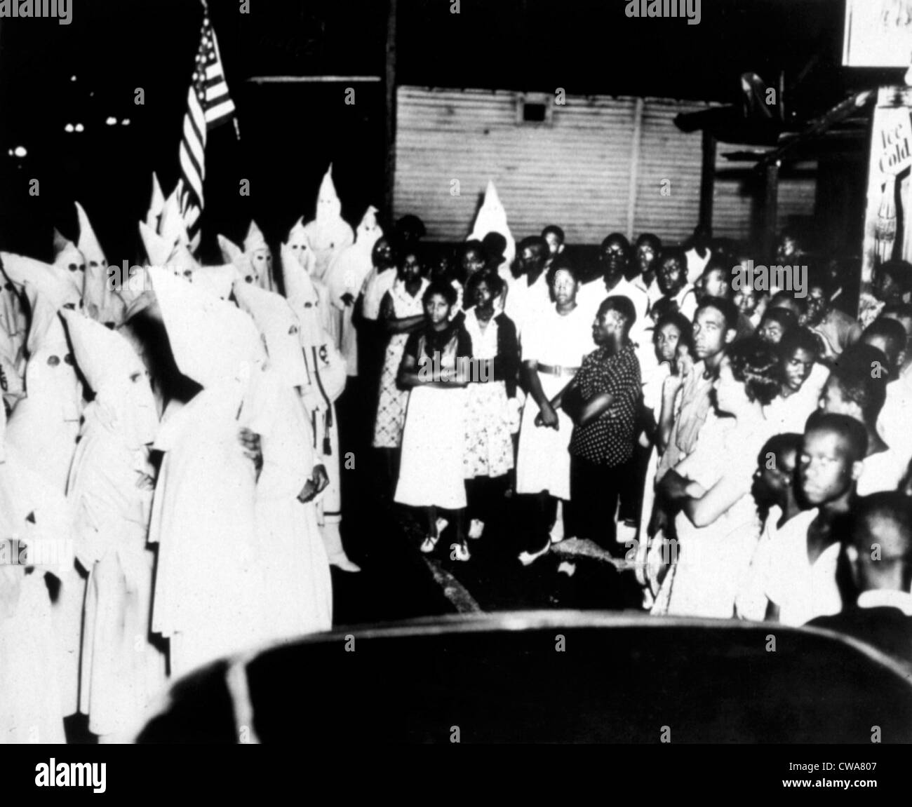 Blacks and Ku Klux Klan in Lakeland,Fl. In 1938. Courtesy: CSU Archives / Everett Collection Stock Photo