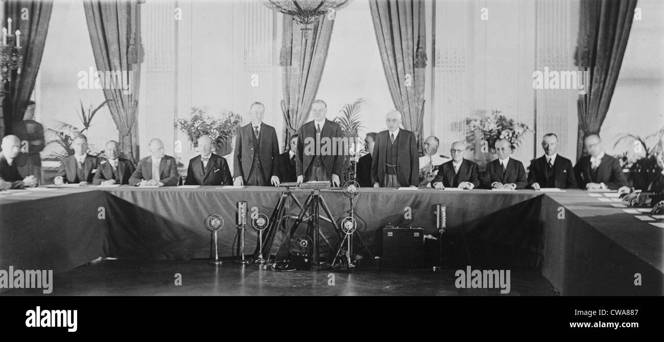 President Calvin Coolidge (187233) Herbert Hoover 18741964), standing, with diplomats who have
