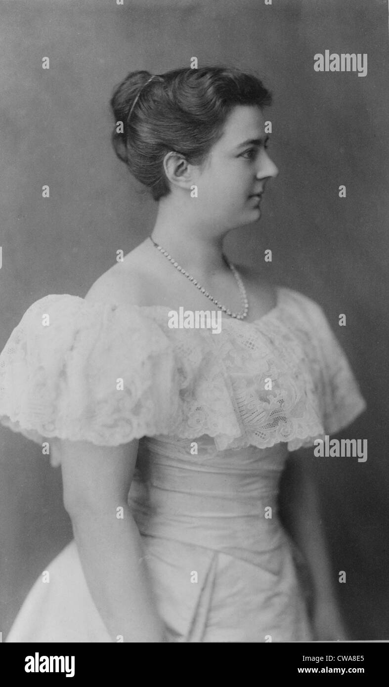 Frances Folsom Cleveland (1864-1947), the youngest First Lady married 49 year old President Grover Cleveland (1837-1908) in Stock Photo