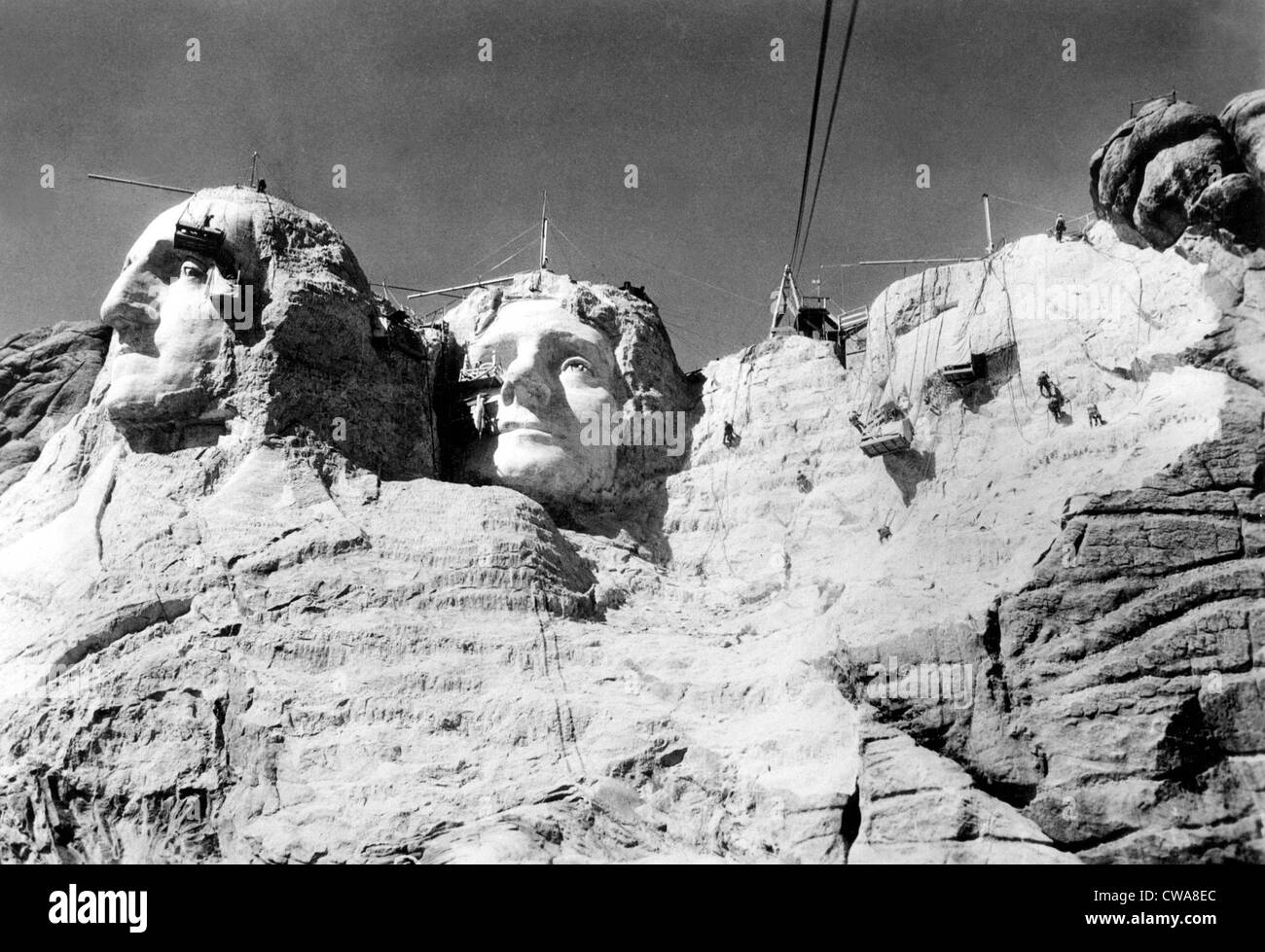 MOUNT RUSHMOREThe mountain under construction with Jefferson almost