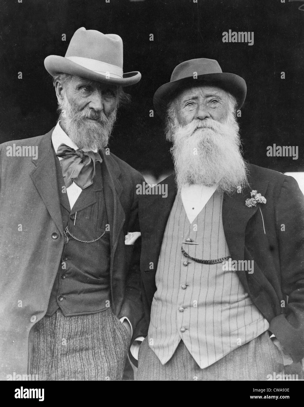 John Burroughs (1837-1921) on his 75th birthday, and fellow naturalist, John Muir (1837-1914) in 1912 photo. Stock Photo