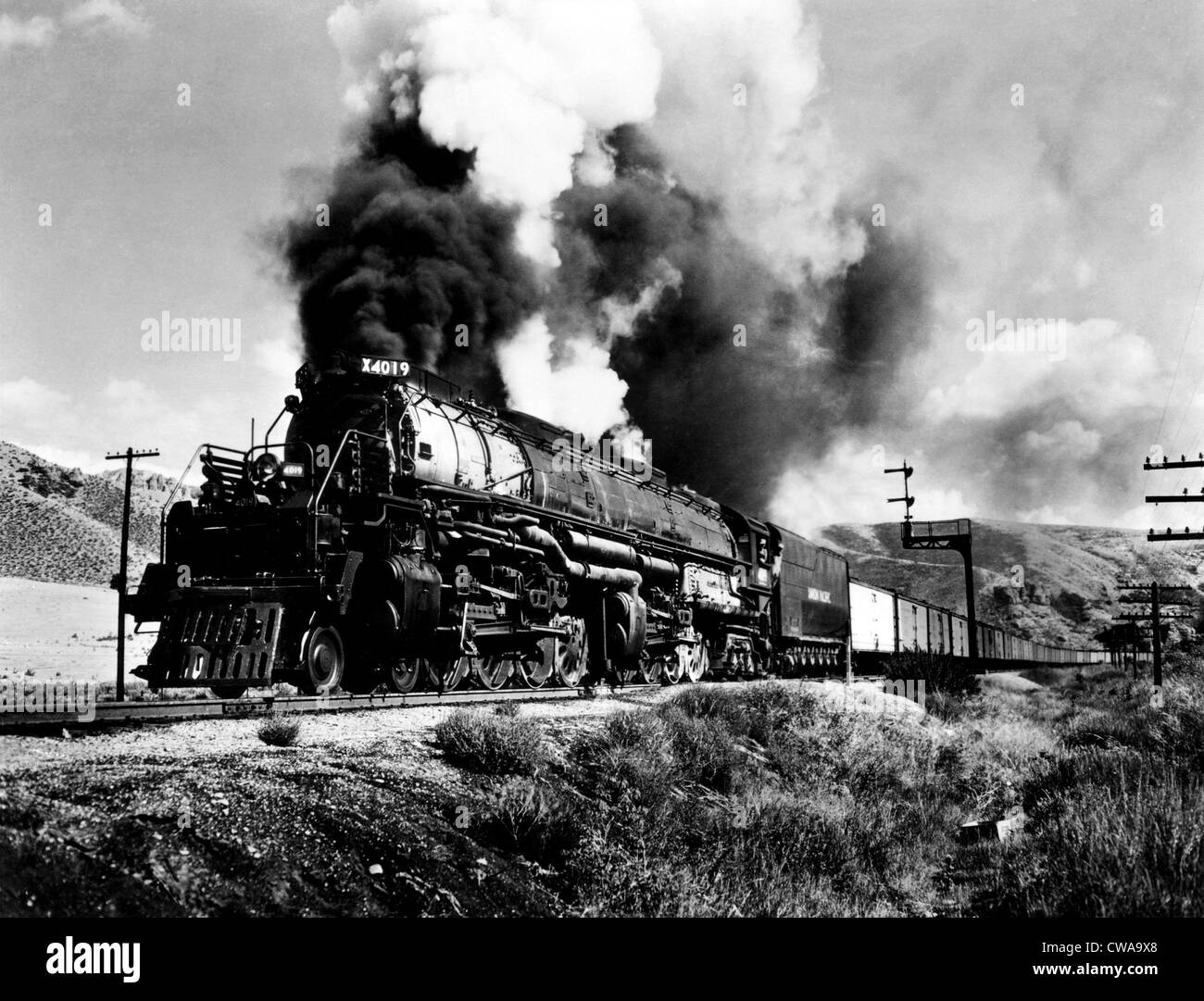 The Union Pacific Railroad, the largest railroad network in the United States, Echo, Utah, 1942.. Courtesy: CSU Archives / Stock Photo