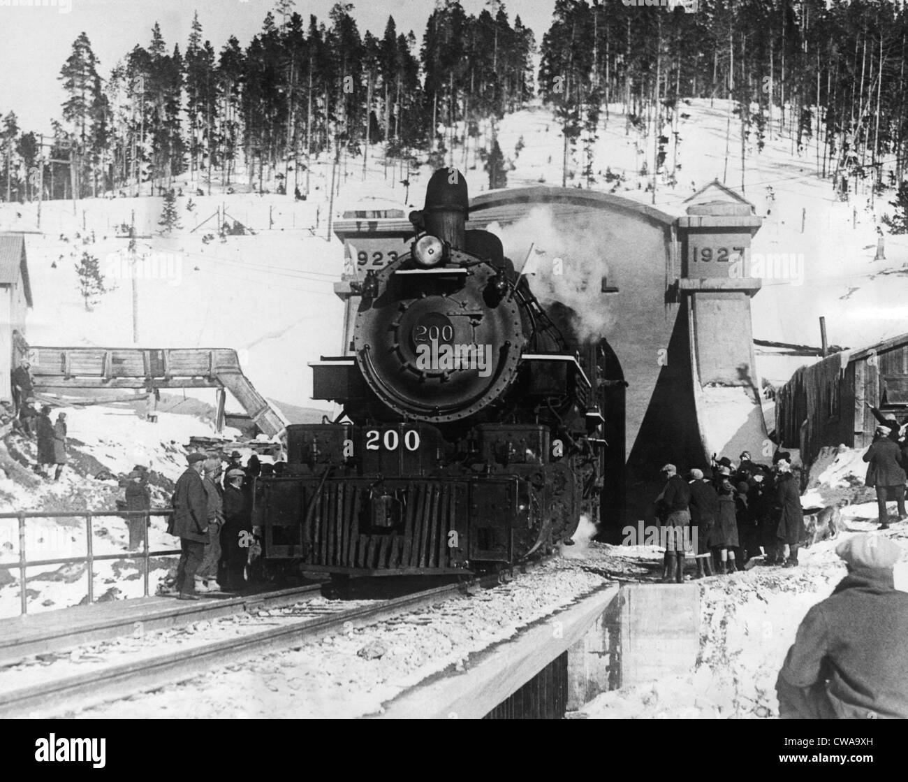 The formal opening of the Moffat Tunnel, which cuts through the Continental Divide in north-central Colorado, 1928.. Courtesy: Stock Photo