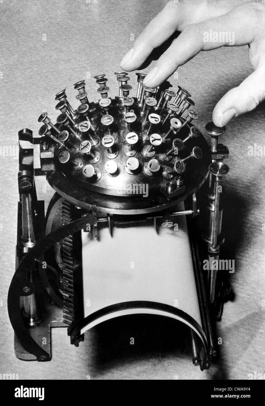 A typewriter designed to conserve the metal needed for the war effort during World War II, c. 1940s.. Courtesy: CSU Archives / Stock Photo