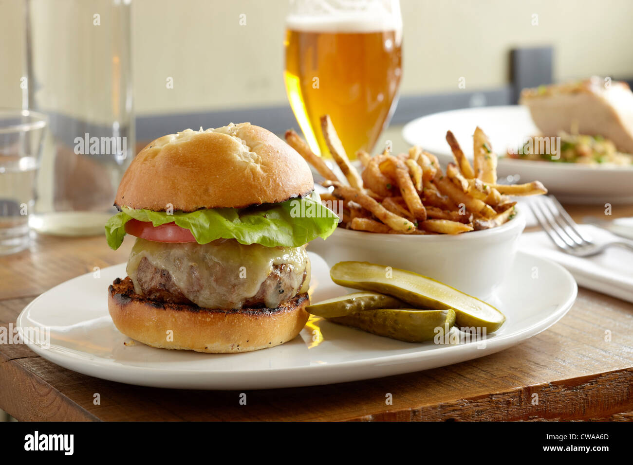 Burger and fries Stock Photo