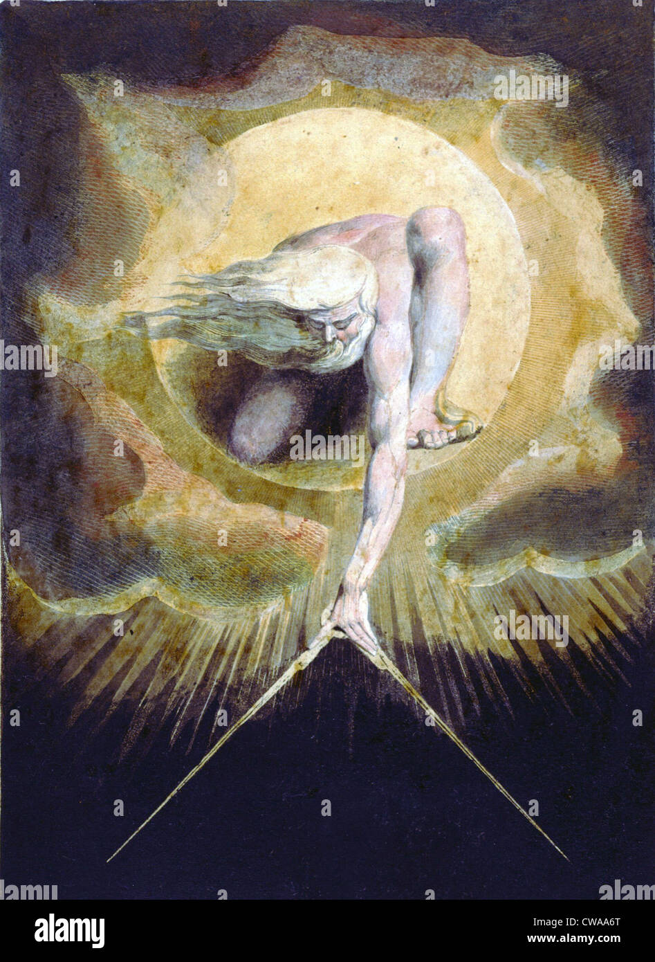 Ancient of Days from the frontispiece for William Blake's (1757-1827) book Europe: A Prophesy, published in 1794. Stock Photo
